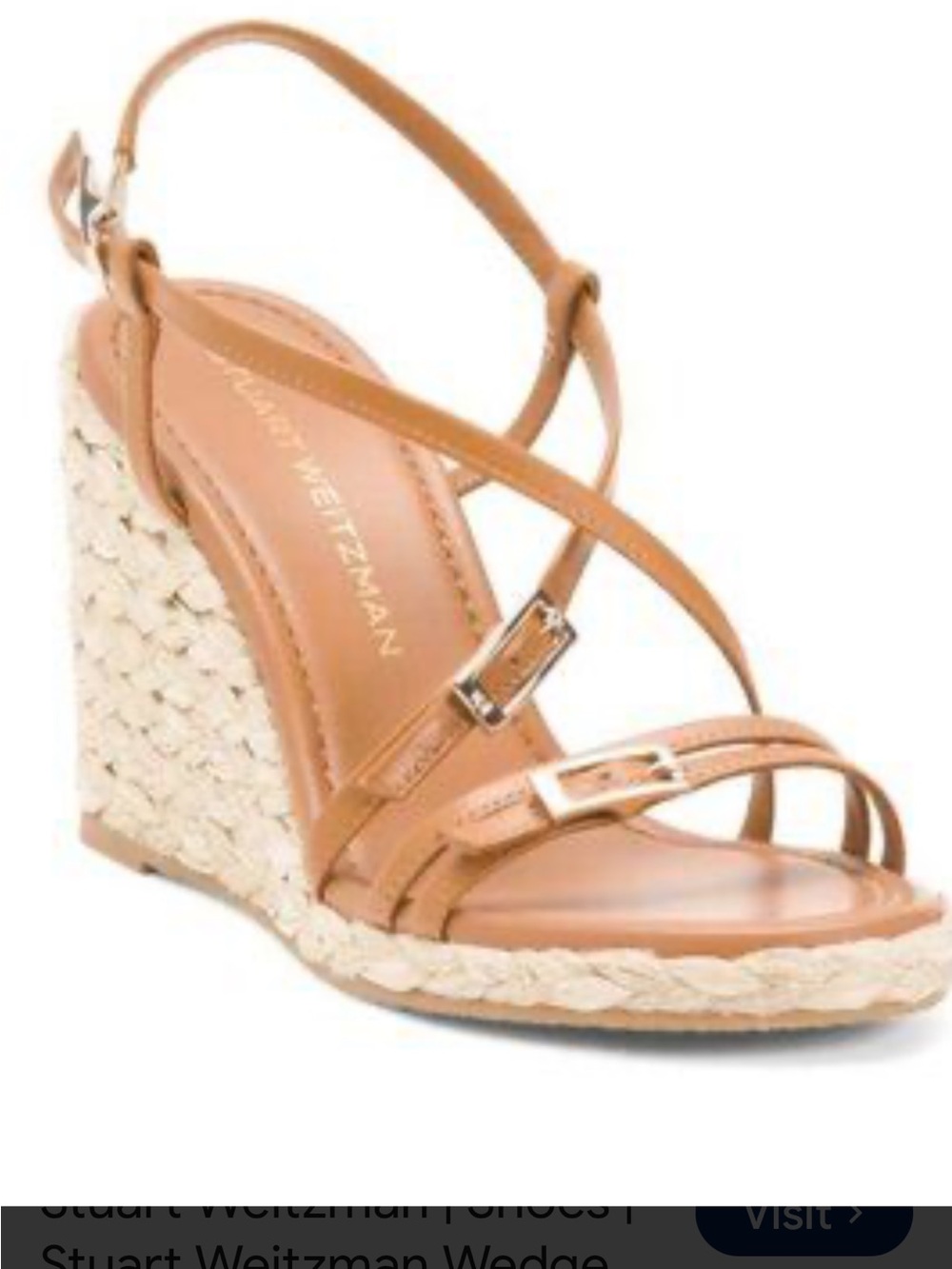 Stuart Weitzman Cognac Tan Leather Espadrille Sandals